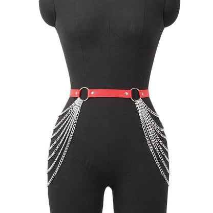 Women Sexy Leg Chain Harness garter Belt Waist Corset Belt Leather Harness Waists Thigh Harness Gothic Clothing Accessory