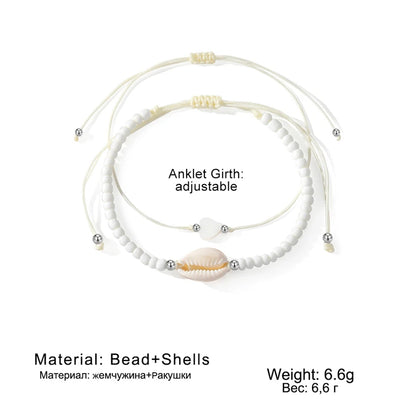 Bohemia Natural Shell Anklets for Women Foot Jewelry Summer Beach Barefoot Bracelet Ankle on Leg Chian Ankle Strap Accessories