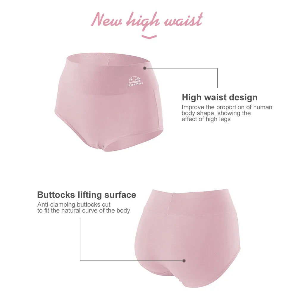 5PCS/Set M-XXXL High Waist Pure Cotton Panties Women Briefs Underwear Girls Panties Cotton Crotch Female Lingerie