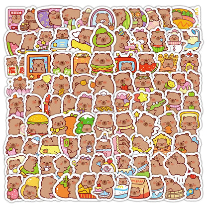 10/30/50/100枚 かわいいおもしろカピバラ MEME ステッカー かわいい動物デカールデコレーション DIY ノートブック ノートパソコン 荷物 PVCステッカー 子供用