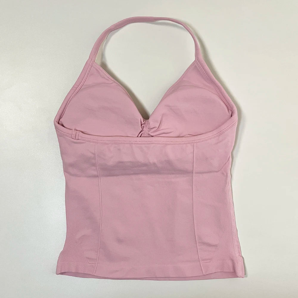 2pcs Gym Set Women Backless Tank Top and Scrunch Seamless Yoga Shorts Suits Fitness Yoga Set Activewear Workout Sets Sports Suit