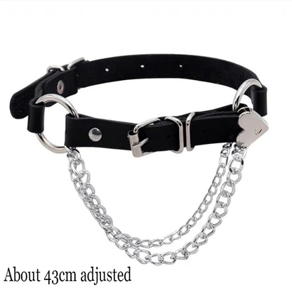 Woman Black Bat Punk Choker Collar Necklace Sexy PU Leather Heart Lock Key Spike Gothic Cosplay Accessories Party Jewelry New