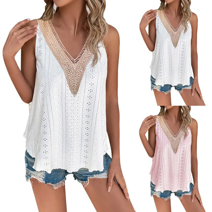 Top Selling Summer Women'S Tanks Women'S Fashion Solid Color V Neck Women'S Casual Pullover Vest Women Clothing