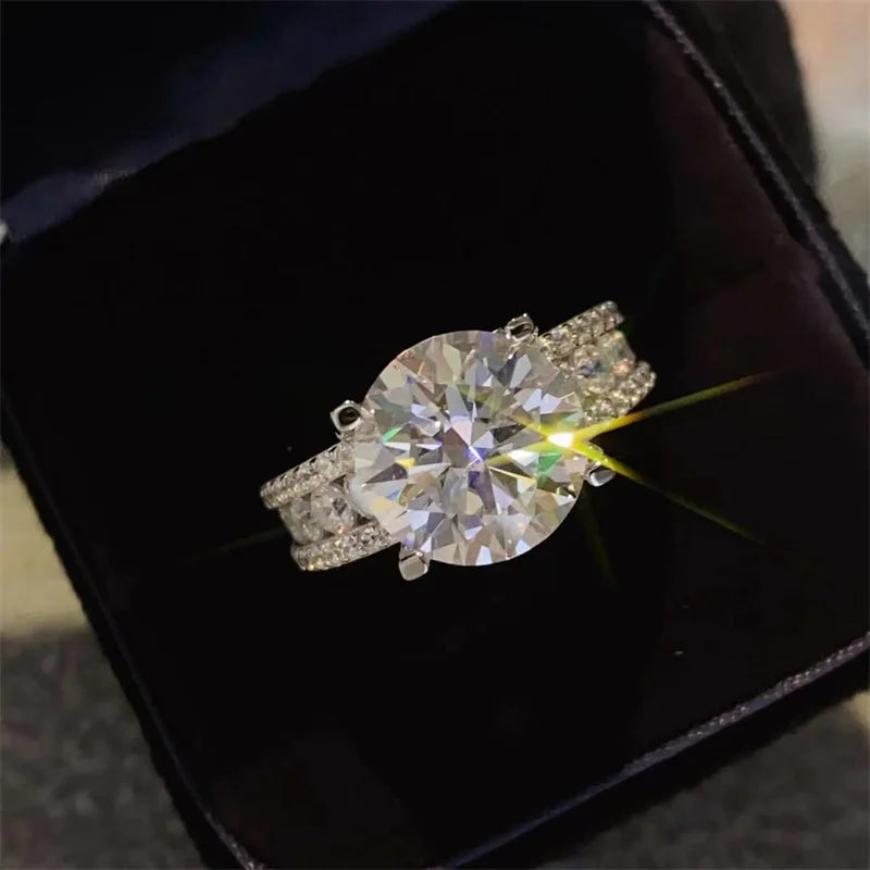 Real 2 Carat 8mm Moissanite Wedding Ring For Women 925 Sterling Silver Band D Color VVS Diamond Engagement Fine Jewelry
