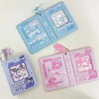 3Inch Sanrio Hello Kitty Photo Album Card Kawaii Kuromi Cinnamoroll Melody Card Storage Holder Cards Collect Mini Toys Gifts