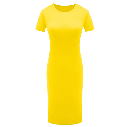 Summer Dress High Stretch Tank Robe Solid Short Sleeve Casual Slim Long Pencil Dress Women Sexy Maxi Dress Elegant Thin Vestido