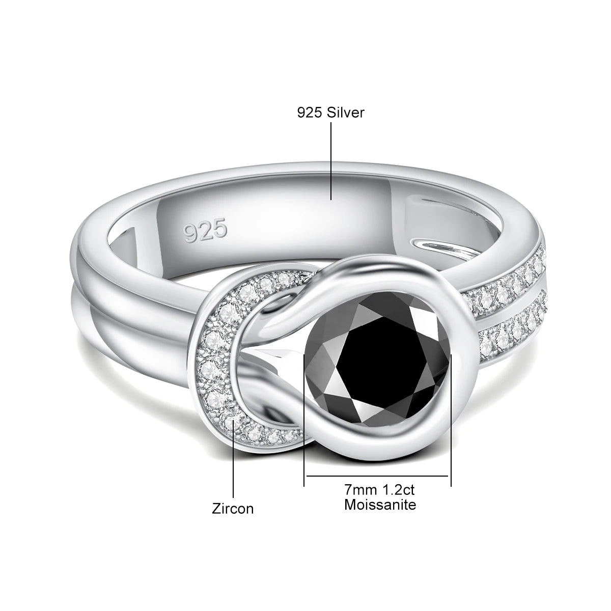 Cross knot Ring 925 Sterling Silver Moissanite Wedding Band Engagement Jewelry Anniversary Gift Sparkling Halo Zircon