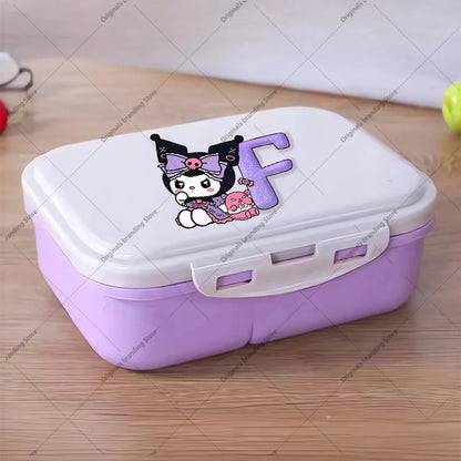 Kuromi 26 Letters Lunch Box Kawaii Girl Portable Bento Rice Boxs Student Hermetic Food Crisper Single Layer Capacity Kids Gift