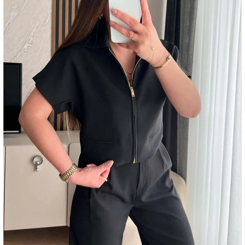 MUJER Women's Cropped Jacket Short Sleeve Varsity Jackets for Women Summer Zip up New in Coats and Jackets Holiday Outerwears
