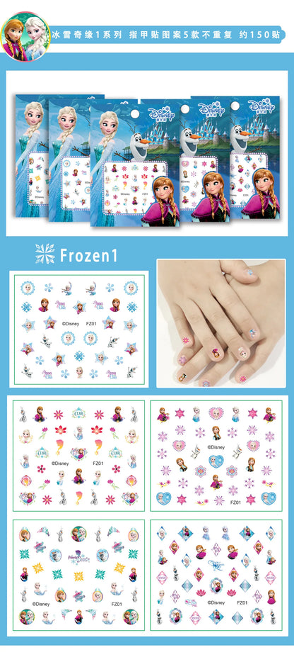 5pcs Disney Frozen Nail Stickers Nail Art Decorations Stickers Girls Stitch Minnie Anime Character Press on Nails Accesories Toy