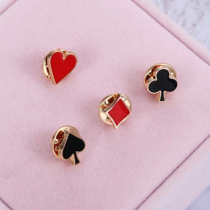 4pcs/set Popular Zinc Alloy Poker Broche Brooch Badges Small Poker Cufflinks Pins Brooches for Women Men Shirt Collar Accessory