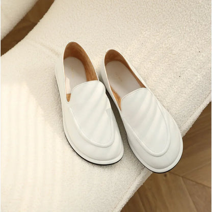 Loafers Women 2024 New Spring One Foot Slip-on Round Toe Shoes Women Genuine Leather Soft Flats Shoes Women