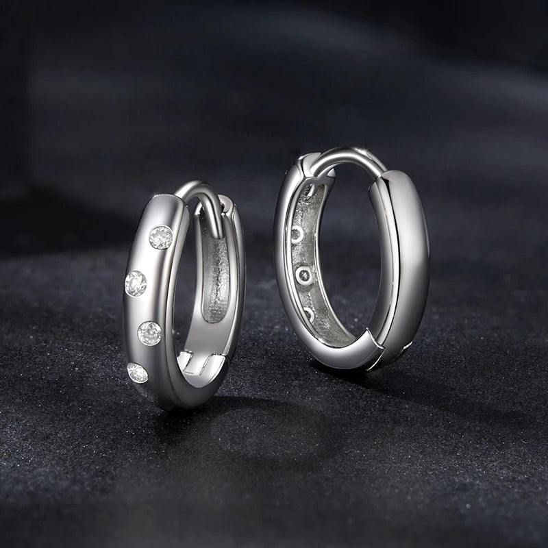 Bamoer U Dots Hoop Earrings Scattered Moissanite Ear Buckles VVS1 EX Lab Diamond Original for Women Party Classic Mother's Gifts