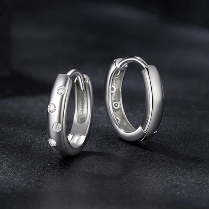 Bamoer U Dots Hoop Earrings Scattered Moissanite Ear Buckles VVS1 EX Lab Diamond Original for Women Party Classic Mother's Gifts