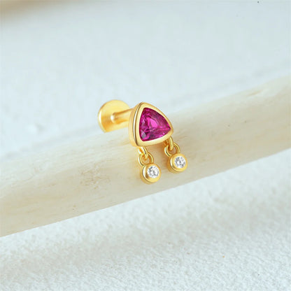 Aide 925 Sterling Silver 1pc Geometry Multi Piercing Stud Earrings For Women K Gold Simple Elegant Tassel Jewelry Gift Pendiente