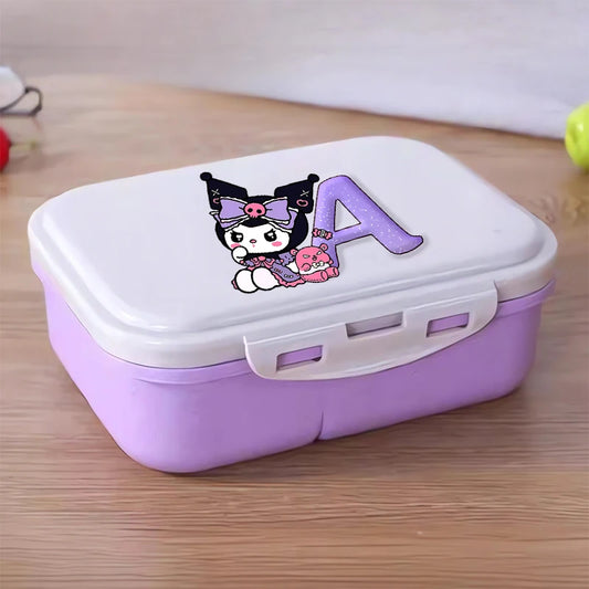 Kuromi 26 Letters Lunch Box Kawaii Girl Portable Bento Rice Boxs Student Hermetic Food Crisper Single Layer Capacity Kids Gift
