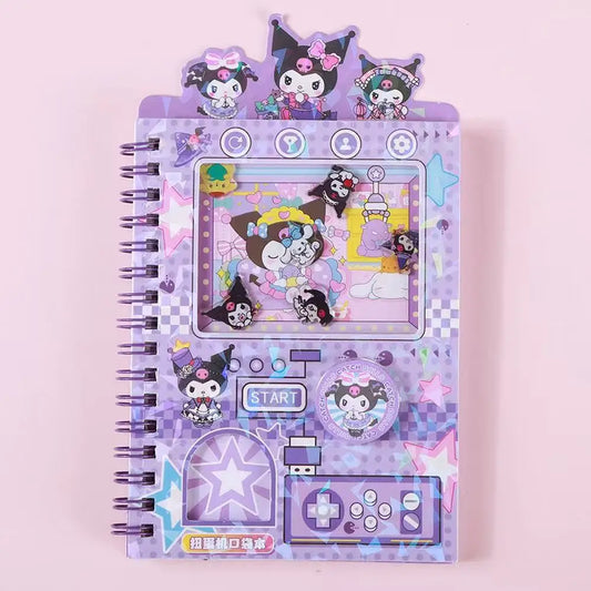 Sanrio Kuromi Gacha Mechanism Coil Notebook - Cute Cartoon Memo Diary for Kids, Fun Toy Reward & Bulk Gift Wholesale