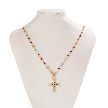 Unique Cross Pendant Necklace for Women Simple Crystal Necklace Sweater Chain Long Y-shaped Necklace Y2K Party Jewelry 2024