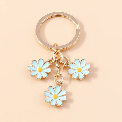 Cute Enamel Keychain Colorful Sakura Flower Key Ring Sweet Key Chains for Women Girls Handbag Accessories DIY Jewelry Gifts