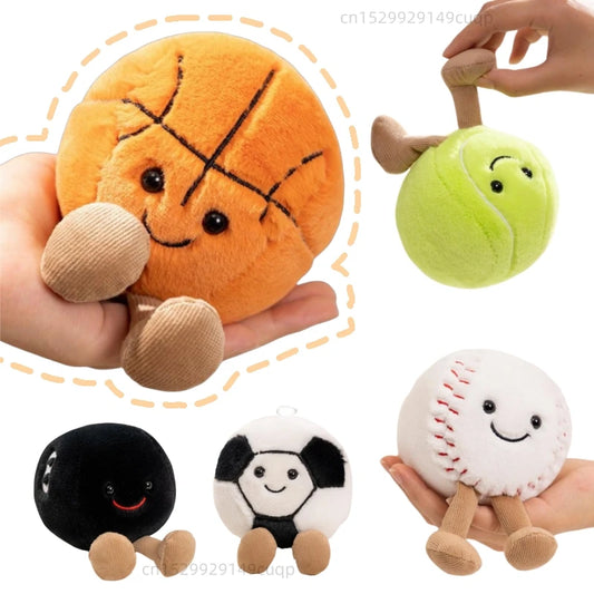 10cm Cute Basketball Football Tennis Baseball Billiards Plush Toys Soft Stuffed Balls Pillow Players Souvenir Birthday Gift