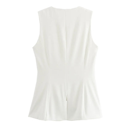 MUJER 2025 White Sleeveless Vest Women Button Summer Vests for Women Jacket Pink Vest Top Women Streetwear Women's Tailored Vest