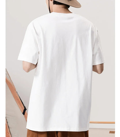 2024 Summer New Pure Cotton Cat Printed Men T-shirts Short Sleeve Casual Solid Color Simple Thin Men Tops BOK0121