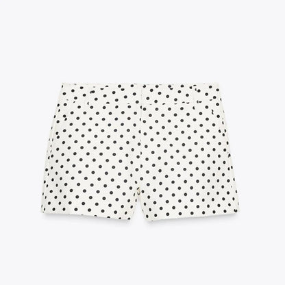 Polka Dot Print Shorts Coats Suits Women Loose High Neck Long Sleeves Zipper Drawstring Sets Female 2025 Autumn New Chic Set