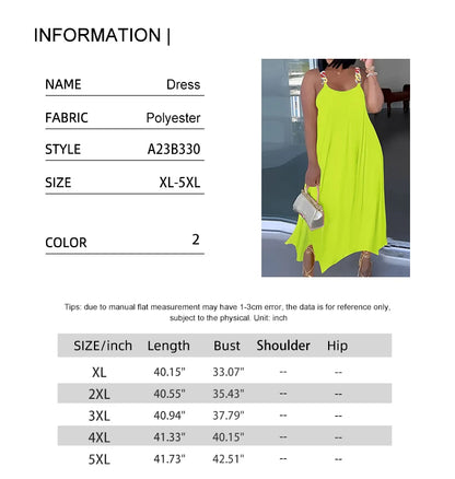 Plus Size Women's Party Dresses Halter Strapless Round Neck Solid Colour Sexy Dress Loose Casual Long Dresses
