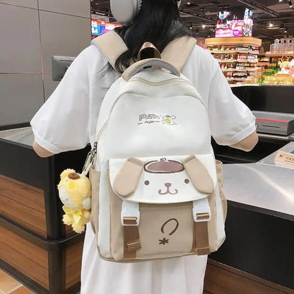 Cute Kuromi Canvas Backpack For Girls School Bags Portability Teens College Student Large Travel Shoulder Bag Mochilas Escolares