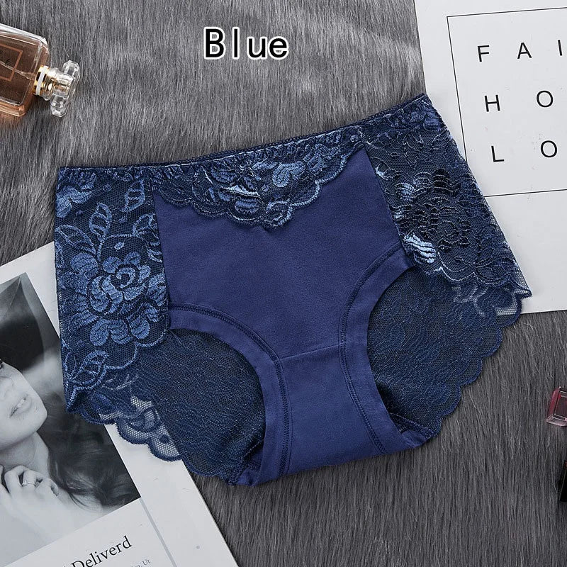Women's Cotton Underwear Panties Sexy Lace Mid-Waist Hollow Female Briefs Hip Lift Underpants for Lady Lingerie Нижнее Белье