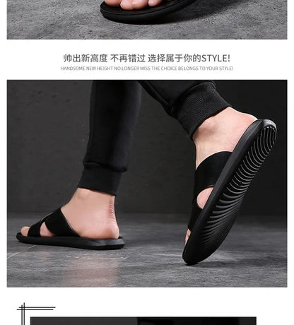 Sandals for Men Slippers Genuine Leather Luxury Brand Fashion  Men Flats Casual Non-slip Beach Sandalia Zapatos Hombre 2024