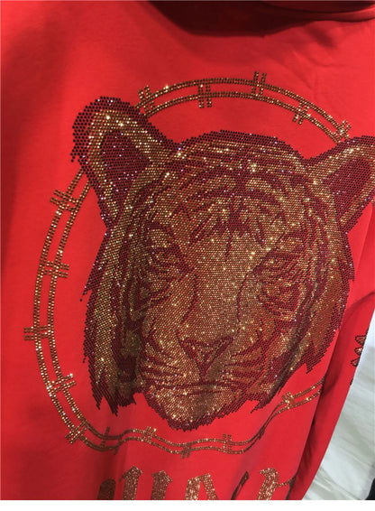 Plus Size Women Clothing Rhinestones Zip Up Hoodies & Sweatshirt Women Men Winter Autumn Luxury Brand Hoodie Woman Blouse