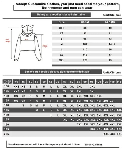 New Anime Kamado Nezuko Printing Cat Ear Hoodies Women Girls Fashion Streetwear Hoodies Sweatshirts Crop Top Pullover