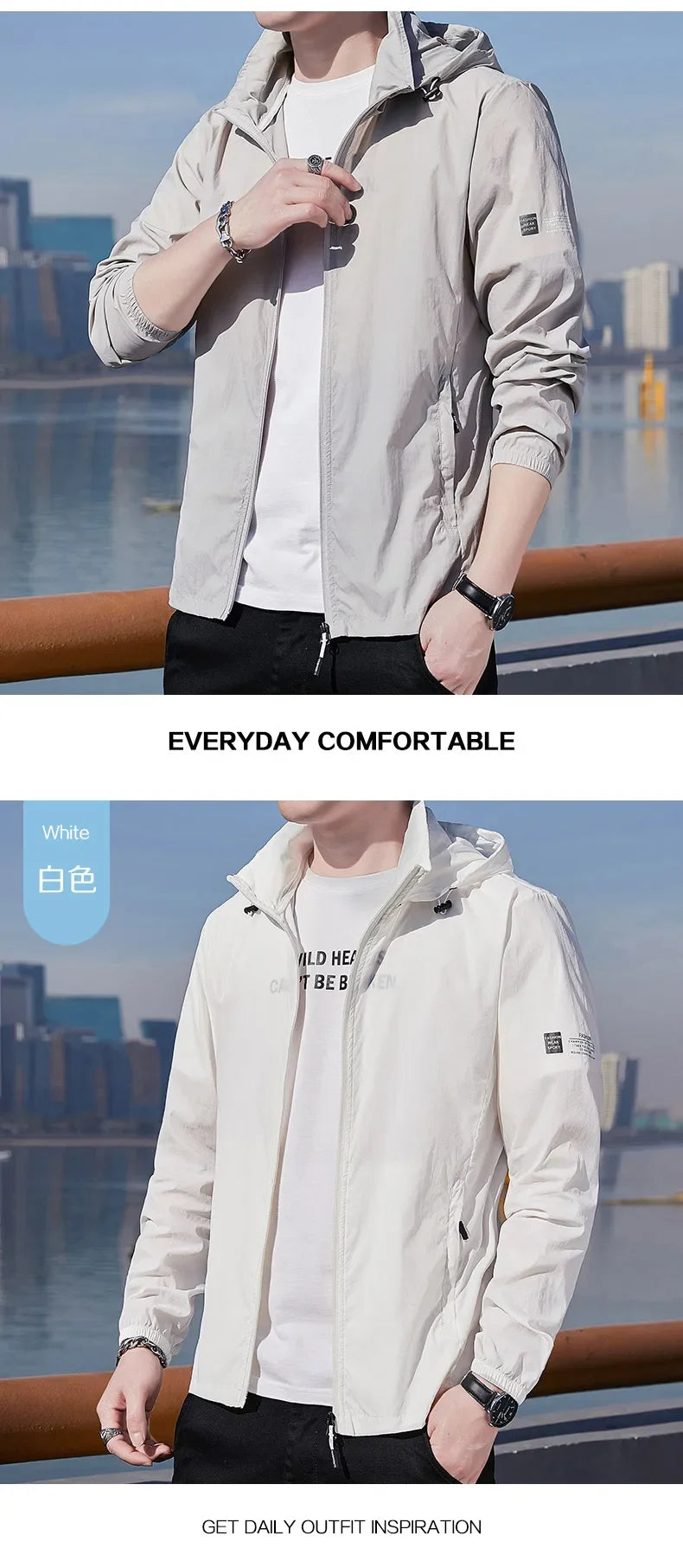 Summer Ultra-thin Jacket Men's Fishing Waterproof Ice Silk Quick-drying Skin Windbreaker Casual Camping Sunscreen Hooded Coat