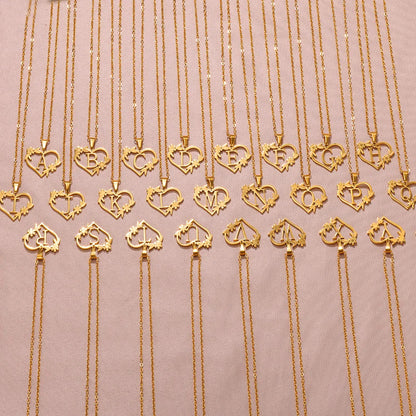 Initial Letter Stainless Steel Pendant Necklace for Women Fashion Gold Color Chain A-Z Alphabet Clavicle Necklaces Jewelry Gift