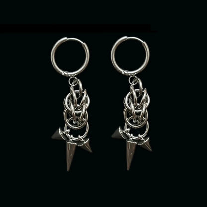 Goth Jewelry Rivet Tiger Nail Earrings Grunge Rock Accessories Punk Chains Earrings Women Punk Charms Fashion Earrings Aesthetic