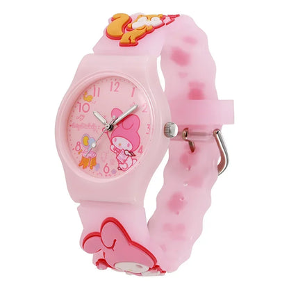 Sanrio Hello Kitty Children Wrist Watch Kuromi Cinnamoroll My Melody Kawaii Waterproof Silica Gel Chronograph Watch Student Gift