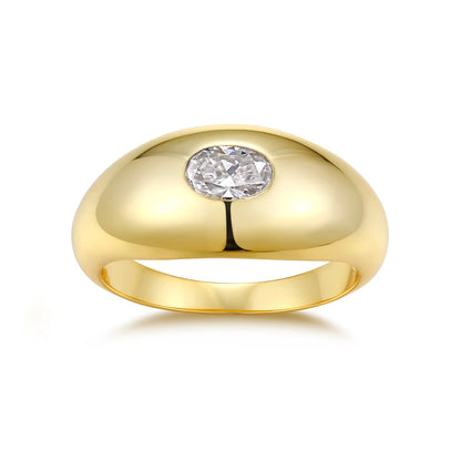 JIUZUAN Christmas Gift Moissanite Ring, 18K Gold Plated S925 Silver, Unique Oval Design, Hypoallergenic Jewelry for Women