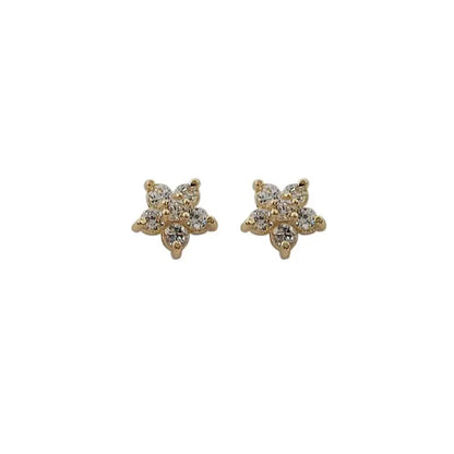Silver Plating Gold Color Mini Glossy Flower Stud Earrings for Women Girls Cute Simple Exquisite Jewelry