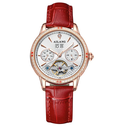 AILANG New Tourbillon Automatic Mechanical Ladies Watch Skeleton Waterproof Calendar Luxury Female Wristwatch Relogio Feminino