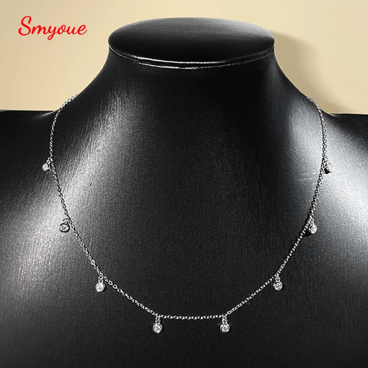 Smyoue Certified Bubble 8 Stone 100% Real Moissanite Necklace Pendant Classic Women's Neck Chain Sterling Silver 925 Plated 18K