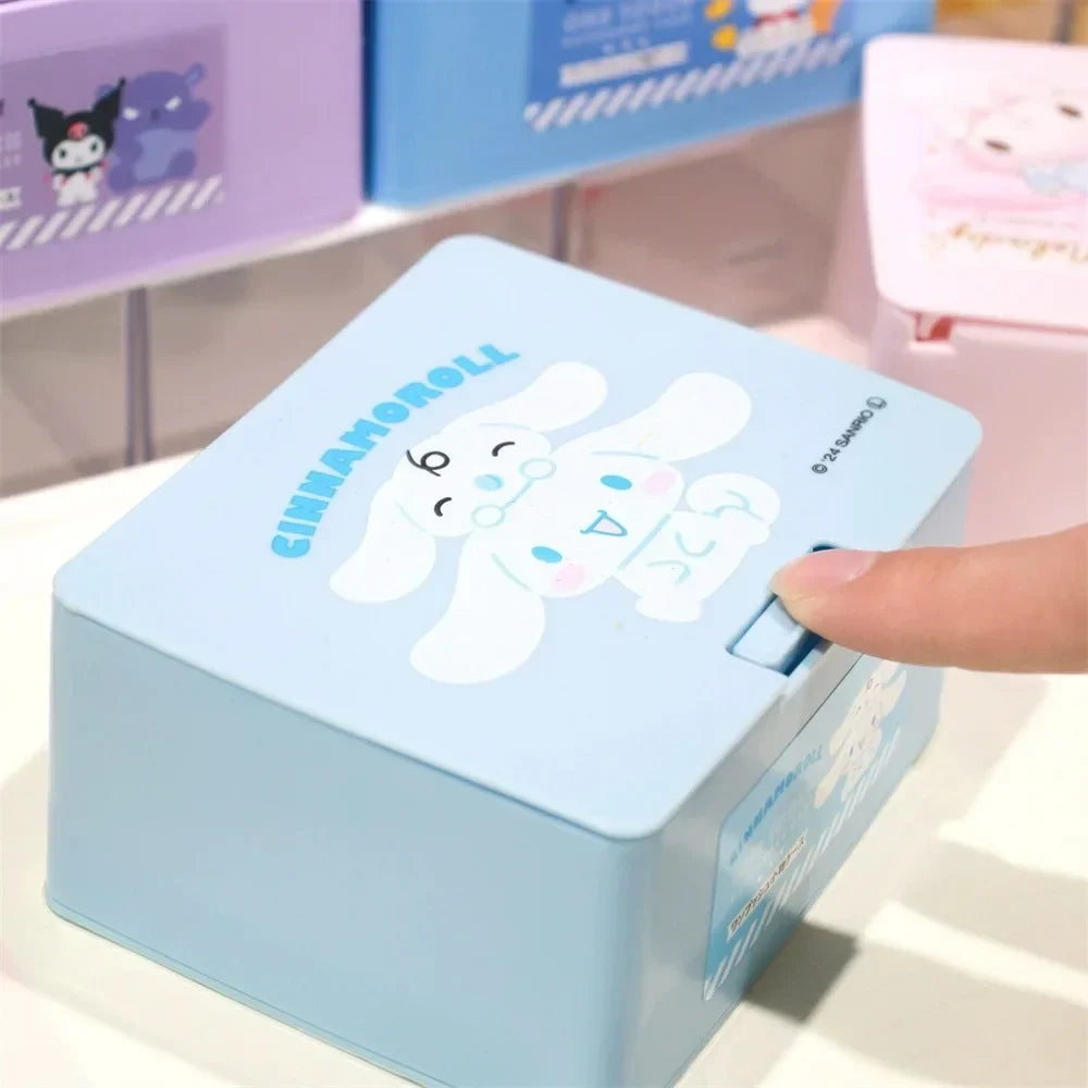 Sanrio Anime Hello Kitty Press Box Cute Cartoon Cinnamonroll Girl Lipstick Cosmetics Storage Box Desktop Item Storage Box