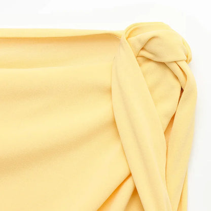 TRAF Asymmetrical Long Dresses 2025 Woman Sleeveless Yellow Midi Dress Ruched Bodycon Party Dresses Women Slit Elegant Dress 088