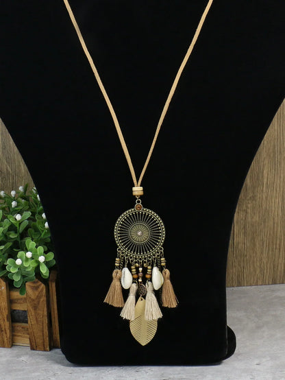 Vintage Ethnic Style Long Women's Necklace Metal Chain Wheel Tassel Necklace Women's Daily Vacation Can Wear Gift
