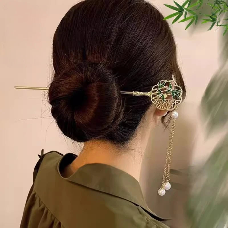 Elegant Chinese Style Hair Clip Tassel Hair Stick Traditional Floral Design Hairstyle Accessory Women Jewelry Hairpin Hairneedle