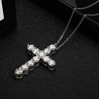 3mm 4mm 5mm モアサナイト クロス ネックレス GRA認定 S925シルバー ジーザス ペンダント ネックチェーン レディース エンゲージメント ブライダル ファインジュエリー