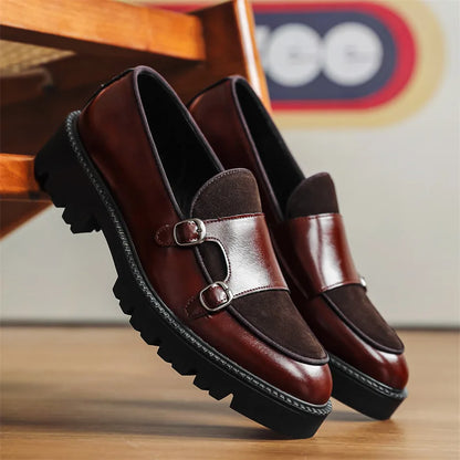 2025 Loafers Men Leather Shoes Thick-soled British Style Black Formal Business Shoes Fashion Luxury Slip-On Casual Shoes