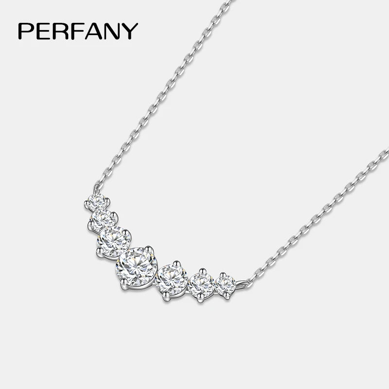 PERFANY All Moissanite Necklace for Women S925 Pure Silver Smile Sparkling Diamond Pendant Fashion Luxury Jewelry Party Gift