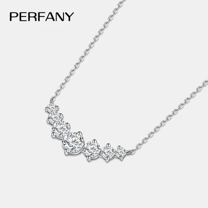 PERFANY All Moissanite Necklace for Women S925 Pure Silver Smile Sparkling Diamond Pendant Fashion Luxury Jewelry Party Gift