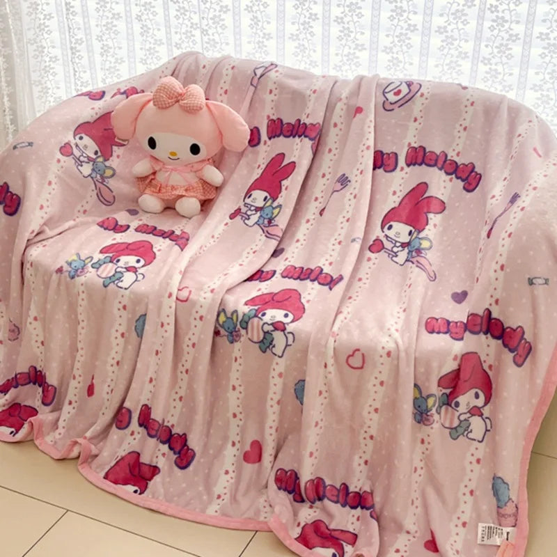 Sanrio ハローキティ クロミ メロディ カートゥーン 両面 ソファ ワゴン 車用 エアコン ブランケット オフィス 昼寝用 ブランケット カバー ブランケット